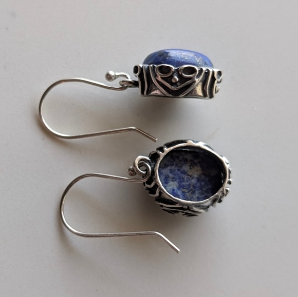 Lapis Lazuli Silver Earrings - Picture 2 of 3